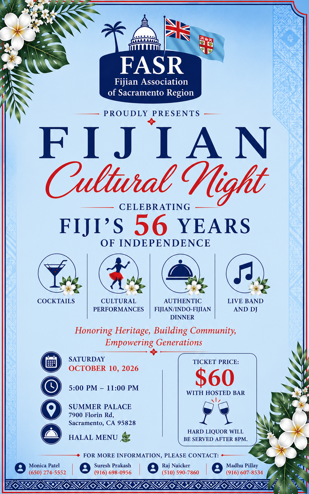 Fijian Cultural Night, celebrating Fiji's 56 years of independence on October 10, 2026