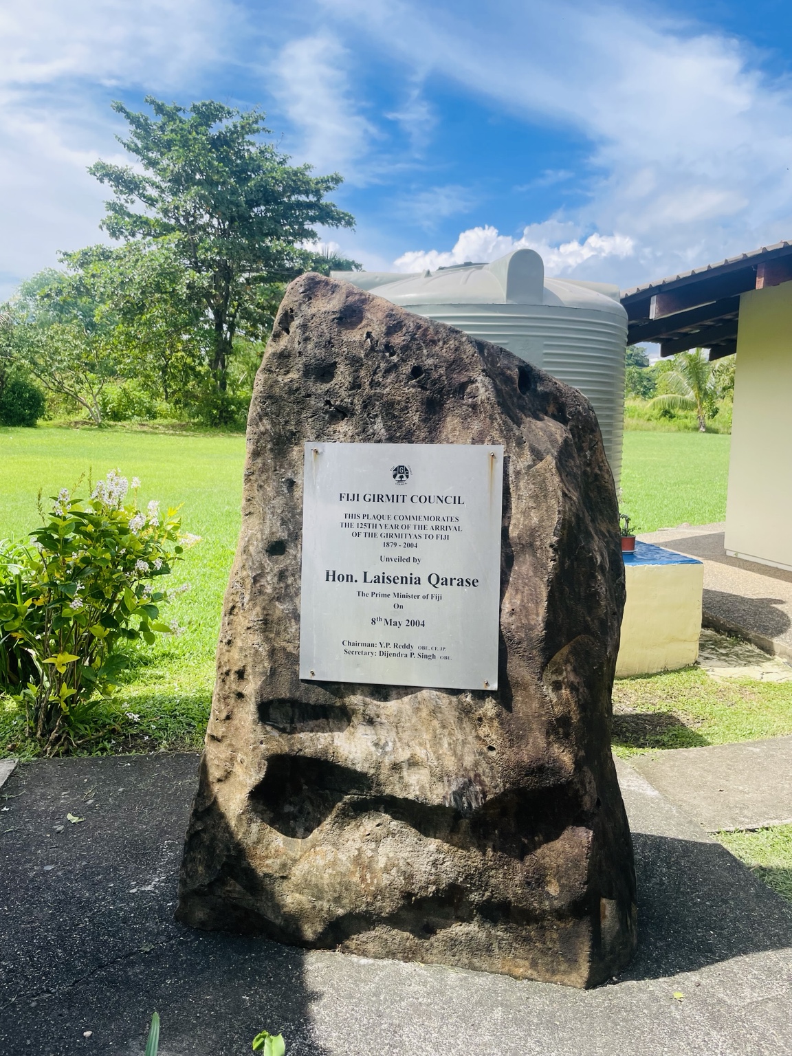 Fiji Girmit Council monument commemorating the 125th year of the arrival of Girmitiyas to Fiji